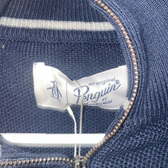 ORIGINAL PENGUIN Golf Men's pique 1/4 zip pullover in DARK SAPPHIRE sz SMALL-NWT - Picture 5 of 8